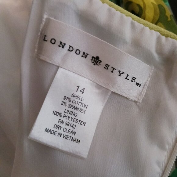 London Style Floral Multi Cap‎ Sleeve Back Cut-Out Cotton Fit & Flare Dress, 14 - Picture 8 of 11